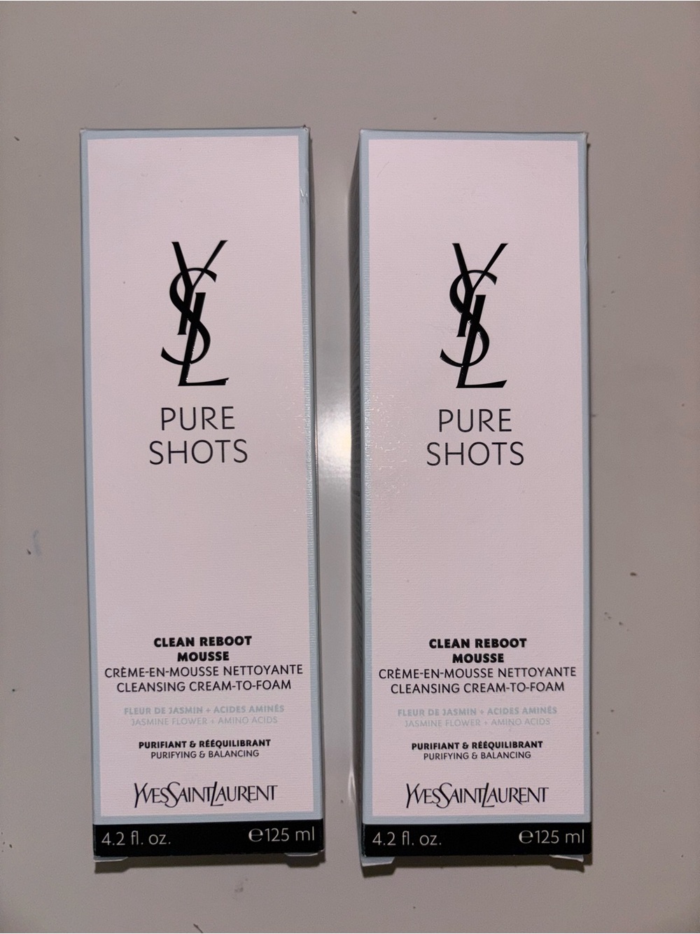 Set of 2 Yves Saint Laurent Pure Shots Clean Reboot Mousse Face Cleanser 4.2oz.